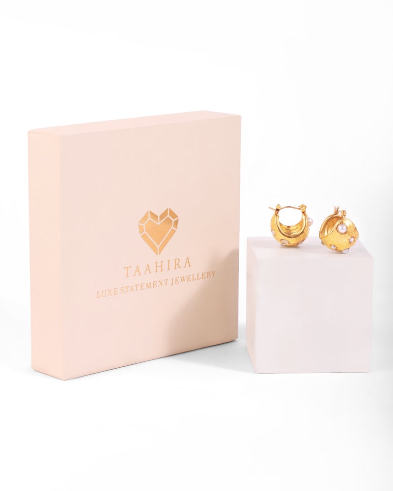 TAAHIRA Half Ball Zircon Hoop Earrings - Image 3